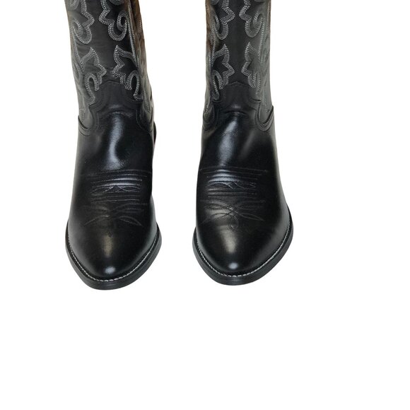 Justin 1409 Cowboy Boots Black Leather Buck Mens 7 1/2 B Western Pull On Rodeo main image 15